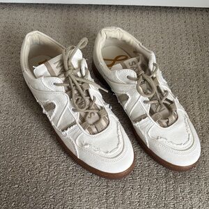 New Sam Edelman White Canvas Sneakers with Brown Soles